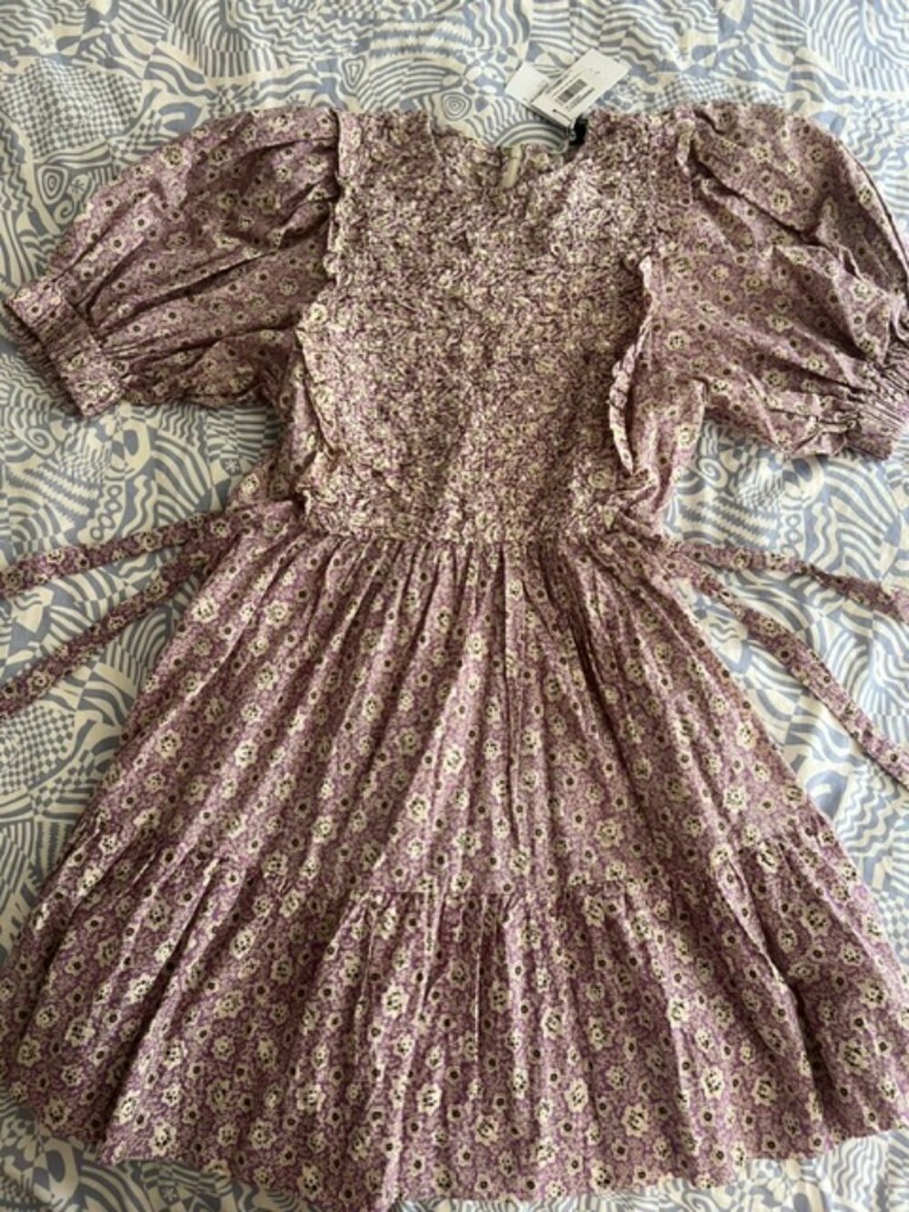 Brand New With Tags Sea New York Cotton Puff Sleeved Dress, Size L